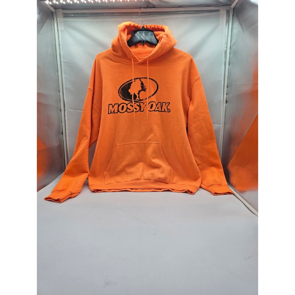 Mossy Oak Hoodie Mens Large Orange  Logo Hunting Pullover